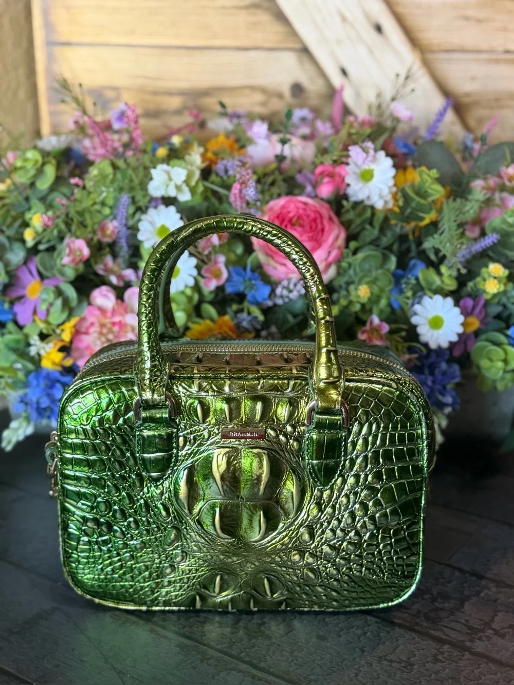 Firm ~~ 2x eyes Brahmin Mara Cacti Green Metallic Beauty NWT